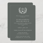 Gray-Green JD Law Scales Laurel Wreated Afstuderen Kaart (Voorkant / Achterkant)