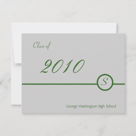 Gray & Green Monogram Fotouitnodiging Kaart (Voorkant)