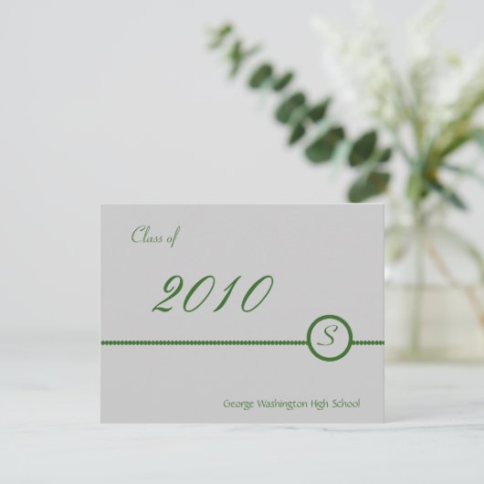 Gray & Green Monogram Fotouitnodiging Kaart (Staand voorkant)