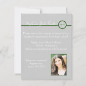 Gray & Green Monogram Fotouitnodiging Kaart (Achterkant)