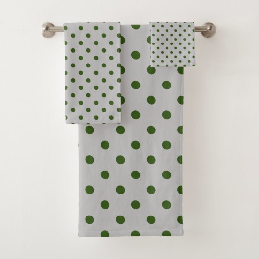 Gray Green Polka Dot Bad Handdoek (Insitu)