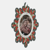 Gray-Green Red Berries+Greenery Christmas Paper Ornament Kaart (Rechts)