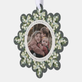 Gray-Green Snowberry+Greenery Christmas Paper Ornament Kaart (Links)