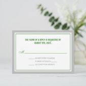 Gray & Green Wedding Reception RSVP kaarten (Staand voorkant)