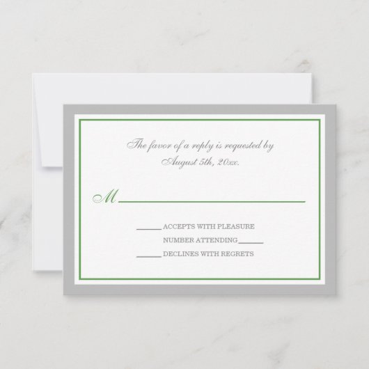 Gray & Green Wedding Reception RSVP kaarten Kaartje (Voorkant)