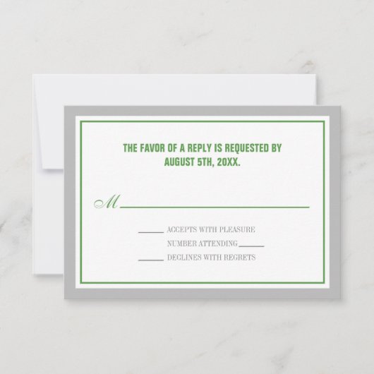 Gray & Green Wedding Reception RSVP kaarten Kaartje (Voorkant)