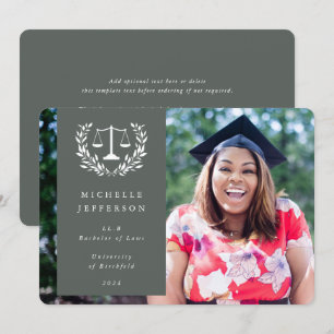 Gray-Green + White Law Scales Laurel WreatPhoto Aankondiging