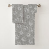Gray Grey Animal Paw Print Bath Set Bad Handdoek (Insitu)
