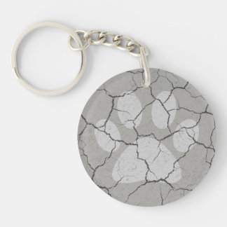 Gray Grey Animal Paw Print Sleutelhanger in een ra