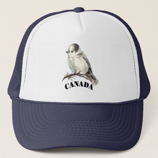 Gray Grey Jay Bird Canada's National Birder Trucker Pet (Voorkant)