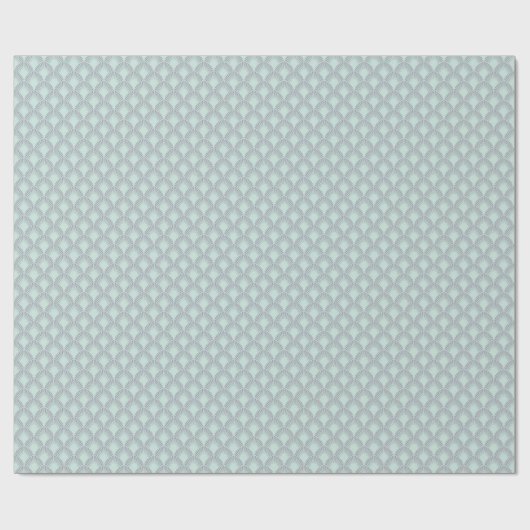 Gray Grey Mint Green Scales Japan Waves Maroccan Cadeaupapier (Vlak)
