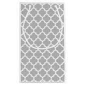 Gray Grey White Moroccan Quatrefoil Patroon #5 Klein Cadeauzakje (Achterkant)