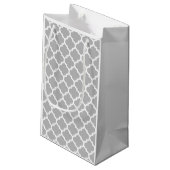 Gray Grey White Moroccan Quatrefoil Patroon #5 Klein Cadeauzakje (Achterkant Gekanteld)