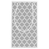 Gray Grey White Moroccan Quatrefoil Patroon #5 Klein Cadeauzakje (Voorkant)