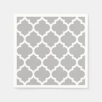 Gray Grey White Moroccan Quatrefoil Patroon #5