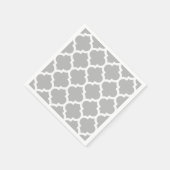 Gray Grey White Moroccan Quatrefoil Patroon #5 Servet (Hoek)