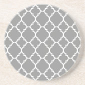 Gray Grey White Quatrefoil Moroccan Pattern Zandsteen Onderzetter (Voorkant)