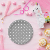 Gray grijs polka dot moderne glamour papieren bordje (Feest)