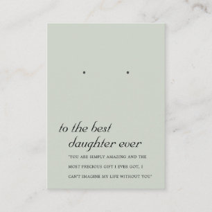 GRAY GROEN DAUGHTER FRIEND EARRING DISPLAY CARD PLAATSKAARTJE