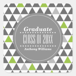 Gray | Groen Geometrisch Patroon Aangepast Afstude Vierkante Sticker