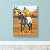 Gray Grulla Appaloosa Quarter Horse Stallion Canvas Afdruk (Insitu (Houten vloer))