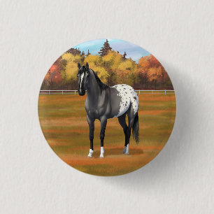 Gray Grulla Appaloosa Quarter Horse Stallion Ronde Button 3,2 Cm