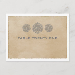 Gray Grunge D20 Dice Gamer Table Number Briefkaart