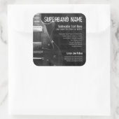 Gray Guitar Band Musician Square Promo Sticker (Tas)