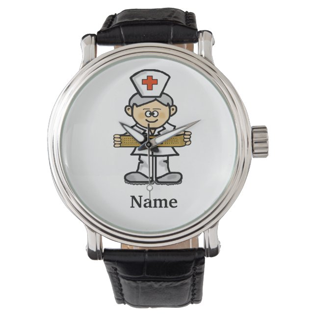 Gray Hair Male Nurse Watch past het aan! Horloge (Voorkant)