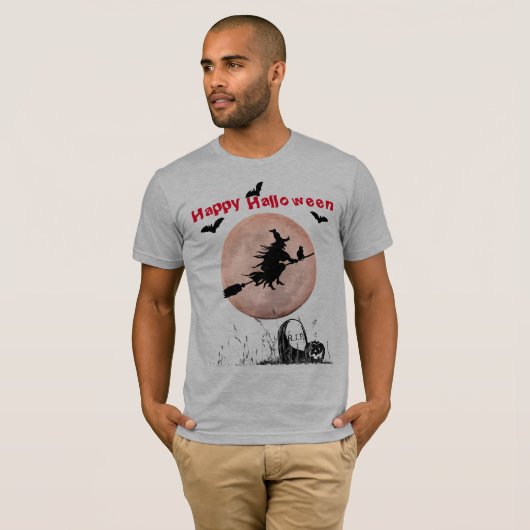 Gray Halloween Witch T-shirt (Voorkant volledig)