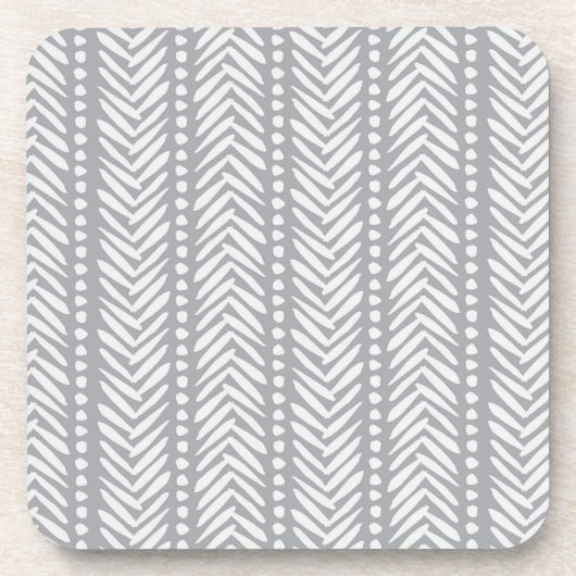 Gray Hand Drawn Chevron Pattern Bier Onderzetter (Voorkant)