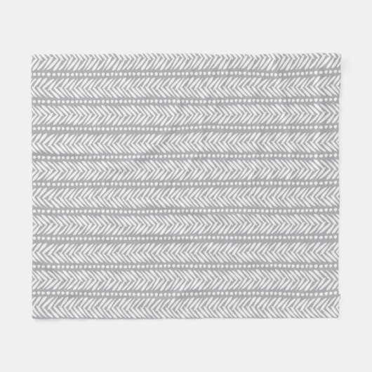 Gray Hand Drawn Chevron Pattern Fleece Deken (Voorkant (Horizontaal))
