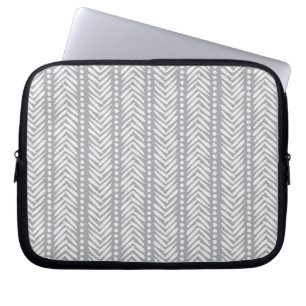 Gray Hand Drawn Chevron Pattern Laptop Sleeve