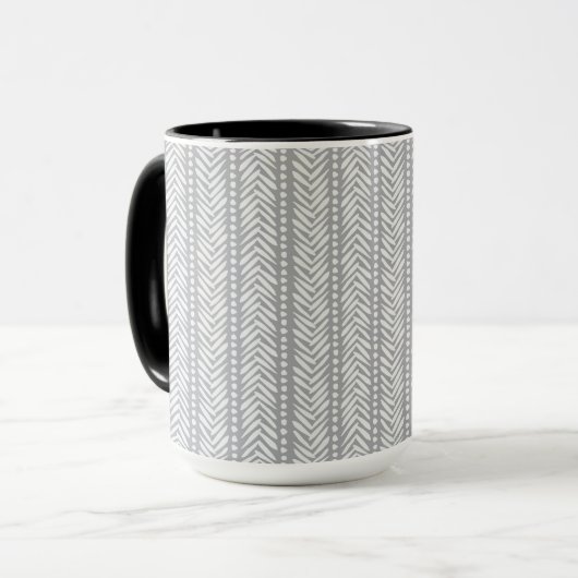 Gray Hand Drawn Chevron Pattern Mok (Voorkant links)