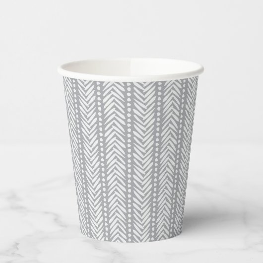 Gray Hand Drawn Chevron Pattern Papieren Bekers (Links)