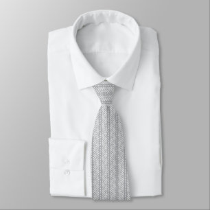 Gray Hand Drawn Chevron Pattern Stropdas