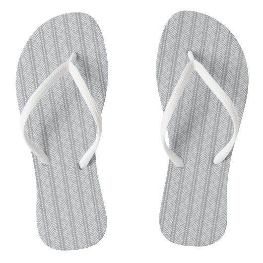Gray Hand Drawn Chevron Pattern Teenslippers (Voetbed)