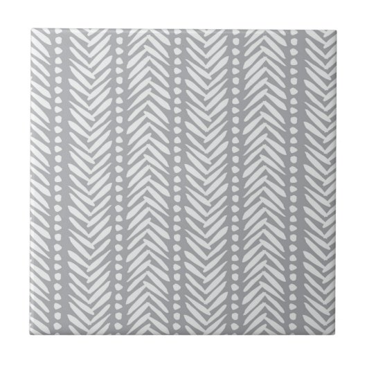 Gray Hand Drawn Chevron Pattern Tegeltje (Voorkant)