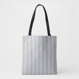 Gray Hand Drawn Chevron Pattern Tote Bag