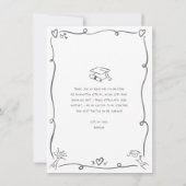 Gray Hand Drawn Doodles Photo Graduation White Bedankkaart (Achterkant)