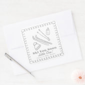 Gray Hand-Drawn Ski You Soon Baby Shower Vierkante Sticker (Envelop)