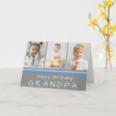 Gray Happy Birthday Grandpa Photo Collage Kaart (Gele Bloem)