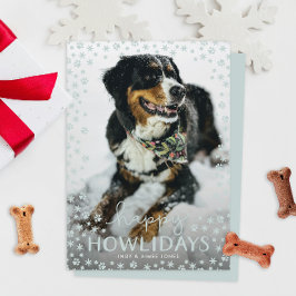 Gray Happy Howlidays Pet Lover Holiday Fotokaart Feestdagenkaart