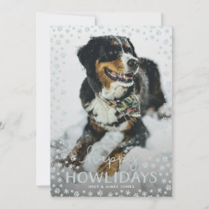 Gray Happy Howlidays Pet Lover Holiday Fotokaart Feestdagenkaart