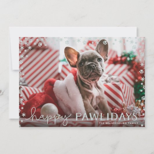 Gray Happy Pawlidays Pet Lover Holiday Fotokaart Feestdagenkaart (Voorkant)