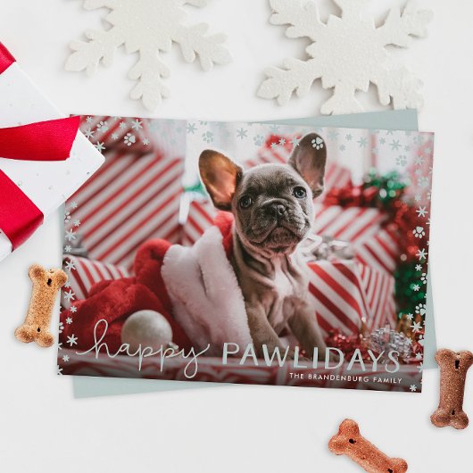 Gray Happy Pawlidays Pet Lover Holiday Fotokaart Feestdagenkaart