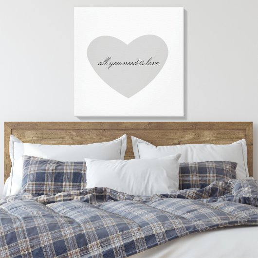 Gray Heart Canvas Afdruk (Insitu (Slaapkamer))