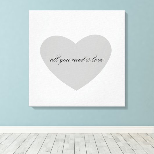 Gray Heart Canvas Afdruk (Insitu (Houten vloer))