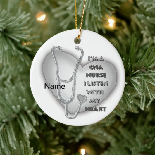 Gray Heart CNA Zurse Keramisch Ornament (Boom)