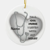 Gray Heart CNA Zurse Keramisch Ornament (Voorkant)